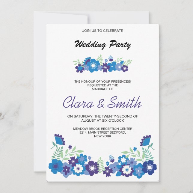 Tarjeta de invitación de fiesta de bodas (Anverso)