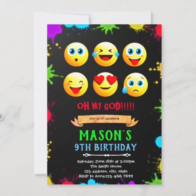 tarjeta de invitación de fiesta de cumpleaños de e (Anverso)