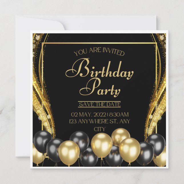 Tarjeta de invitación de fiesta de cumpleaños Guar (Anverso)