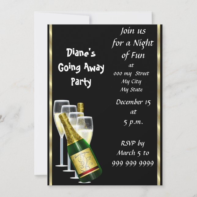 Tarjeta de invitación de fiesta de despedida Adiós (Anverso)