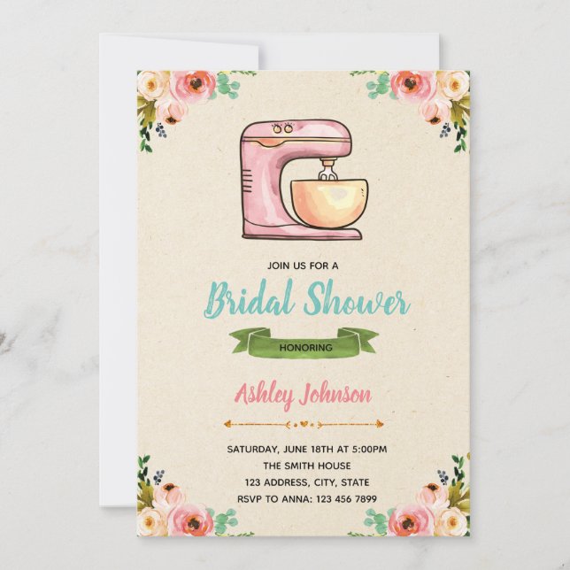 Tarjeta de invitación de fiesta de ducha de cocina (Anverso)