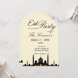 Tarjeta de invitación de fiesta de Eid elegante mi