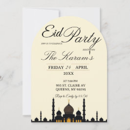Tarjeta de invitación de fiesta de Eid elegante mi