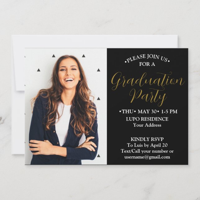 Tarjeta de invitación de fiesta de graduación (Anverso)