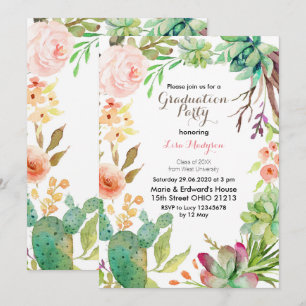 Tarjeta de invitación de fiesta de graduación de c