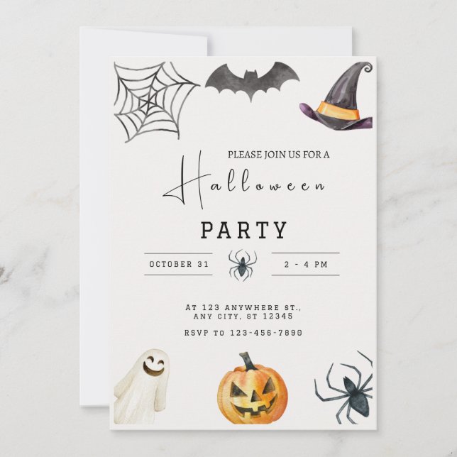 Tarjeta de invitación de fiesta de Halloween (Anverso)