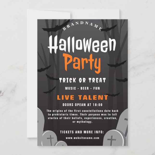 Tarjeta de invitación de fiesta de Halloween (Anverso)