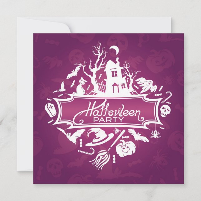 Tarjeta de invitación de fiesta de Halloween (Anverso)