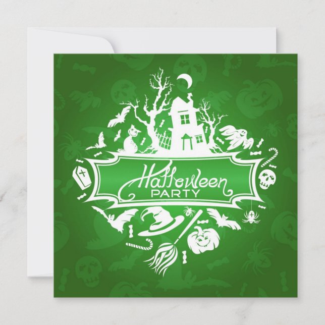 Tarjeta de invitación de fiesta de Halloween (Anverso)