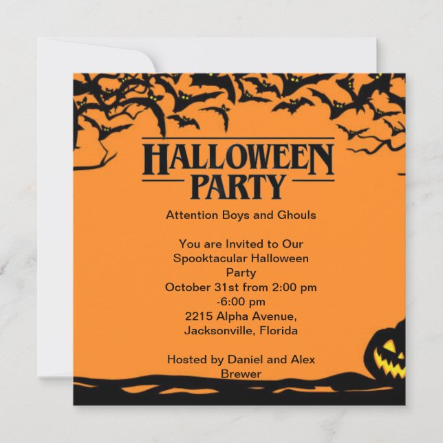 Tarjeta de invitación de fiesta de Halloween (Anverso)