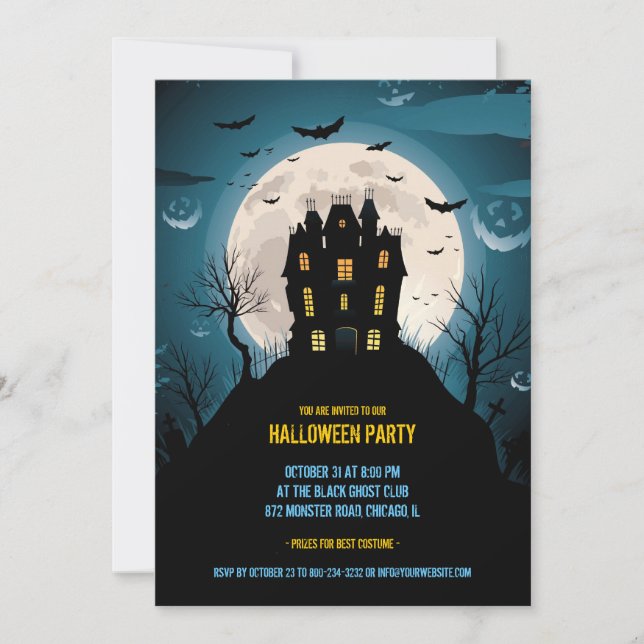 Tarjeta de invitación de fiesta de Halloween (Anverso)