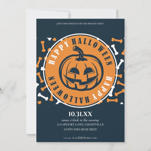 Tarjeta de invitación de fiesta de Halloween (Anverso)