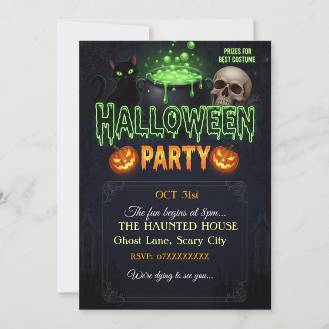 Tarjeta de invitación de fiesta de Halloween | Spo (Anverso)