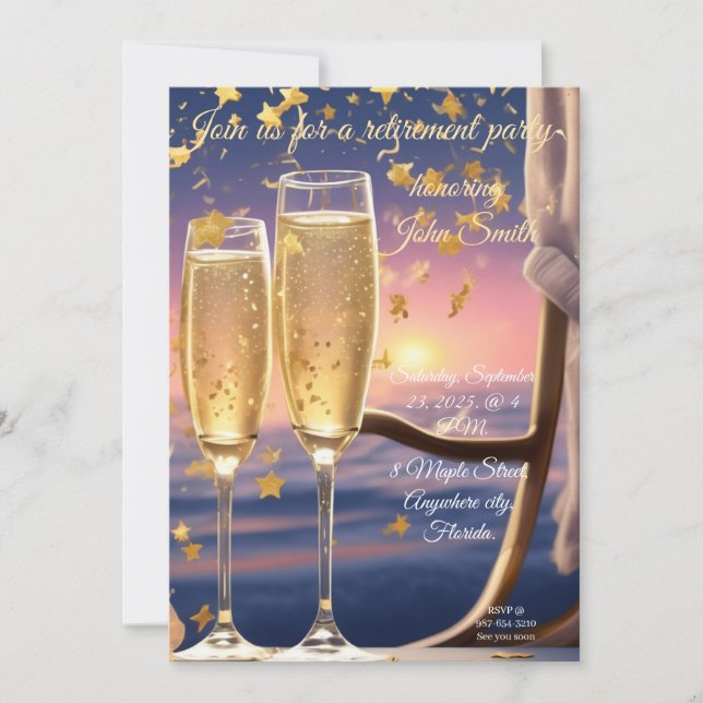 Tarjeta de invitación de fiesta de jubilación (Anverso)