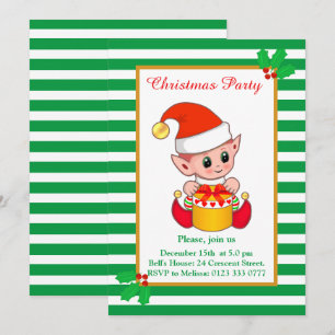 Tarjeta de invitación de fiesta de Navidad con due