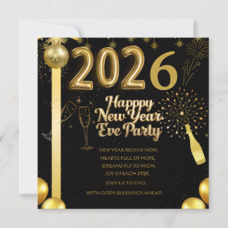 Tarjeta de invitación de fiesta de Nochevieja eleg
