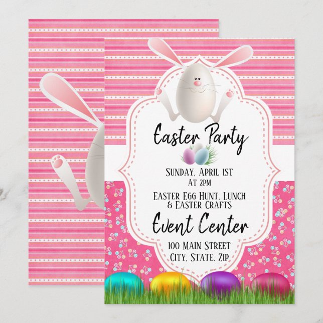 Tarjeta de invitación de fiesta de Pascua (Anverso / Reverso)