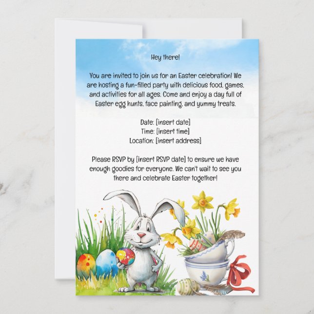Tarjeta de invitación de fiesta de Pascua (Anverso)