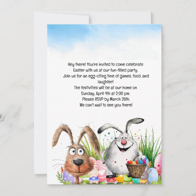 Tarjeta de invitación de fiesta de Pascua (Anverso)