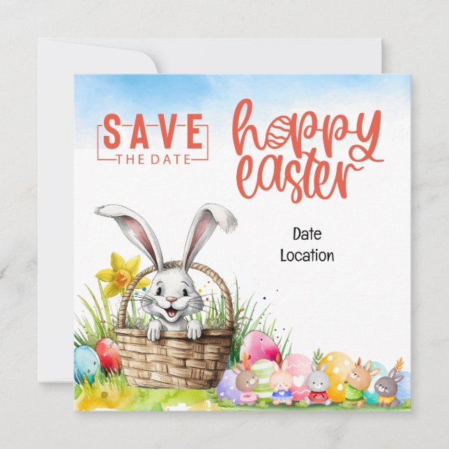 Tarjeta de invitación de fiesta de Pascua (Anverso)