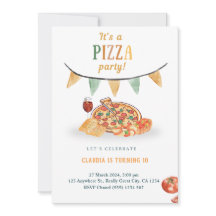 Tarjeta de invitación de fiesta de pizza moderna e