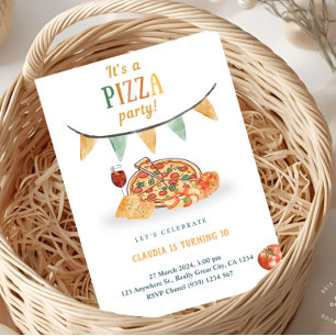 Tarjeta de Invitación de Fiesta de Pizza Moderna E