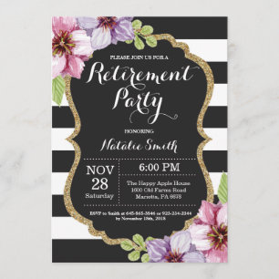 Tarjeta de invitación de fiesta de retiro floral