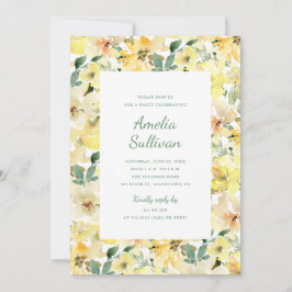 Tarjeta de Invitación de Fiesta Floral Acuarela Am