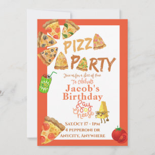 Tarjeta de invitación de fiesta Issa Pizza