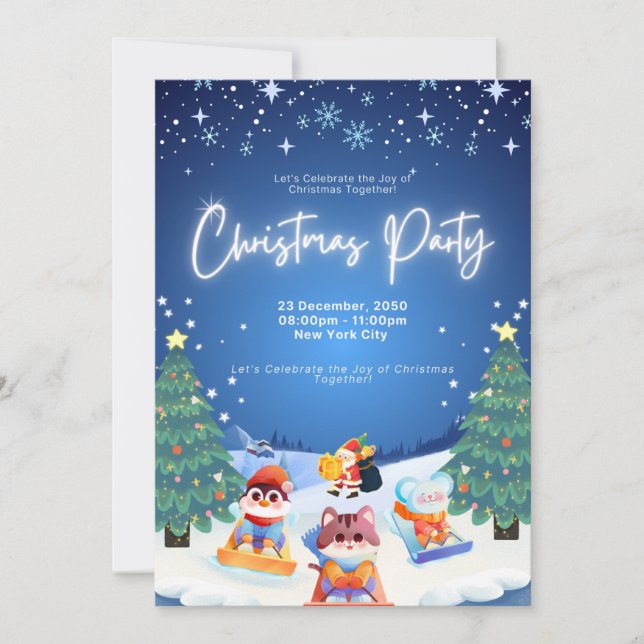 Tarjeta de invitación de fiesta para Navidades per (Anverso)