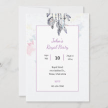 Tarjeta de invitación de fiesta real con acuarela