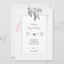 Tarjeta de invitación de fiesta real con acuarela