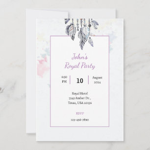 Tarjeta de invitación de fiesta real con acuarela 