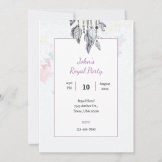 Tarjeta de invitación de fiesta real con acuarela