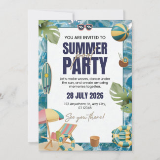 Tarjeta de Invitación de Fiesta Tropical de Verano