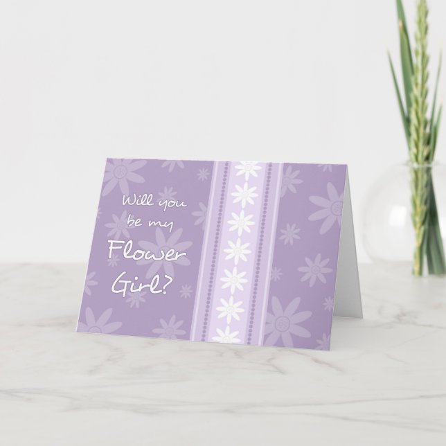 Tarjeta de Invitación de Flores Moradas para Niña  (Anverso)