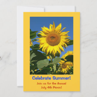 Tarjeta de invitación de flores solares para un Fi