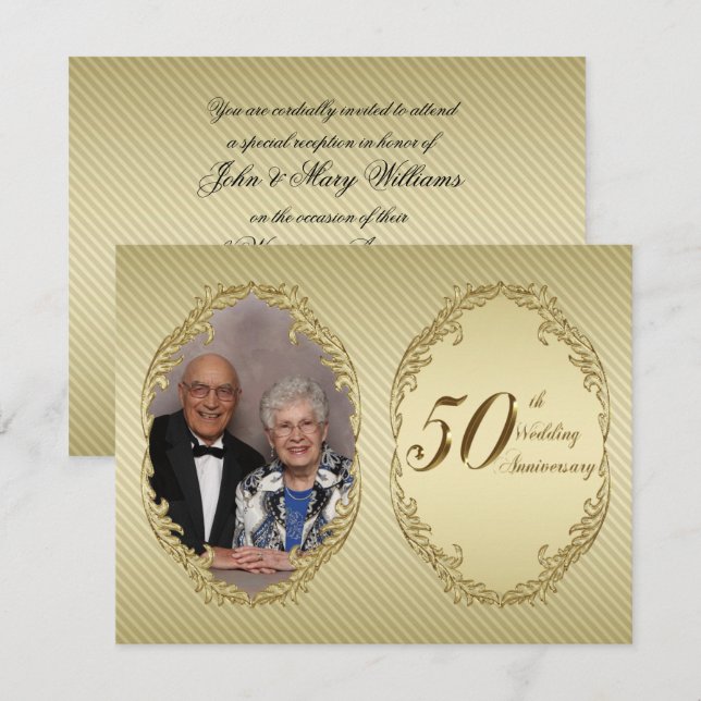 Tarjeta de Invitación de Foto de Aniversario de Bo (Anverso / Reverso)