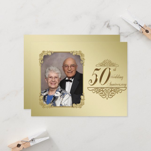 Tarjeta de invitación de foto de aniversario de bo (Anverso/Reverso In Situ)