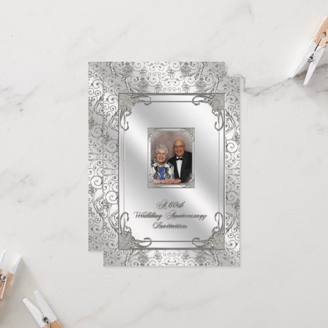 Tarjeta de Invitación de Foto de Aniversario de Bo (Anverso/Reverso In Situ)