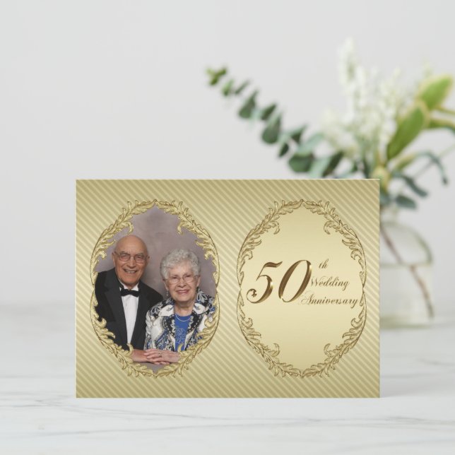 Tarjeta de Invitación de Foto de Aniversario de Bo (Anverso de pie)