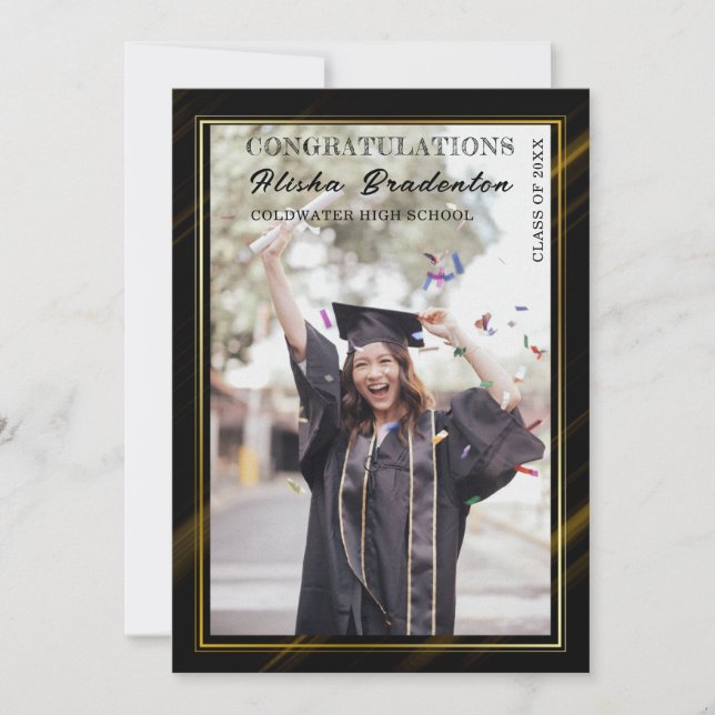 Tarjeta de Invitación de fotos para graduados de f (Anverso)