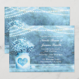 Tarjeta de invitación de frasco de Mason de corazó
