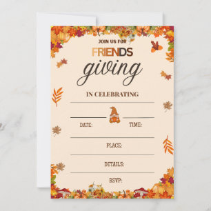 Tarjeta de Invitación de Friendsgiving de Otoño