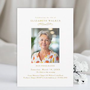 Tarjeta de Invitación de Funeral con Foto Blanca e