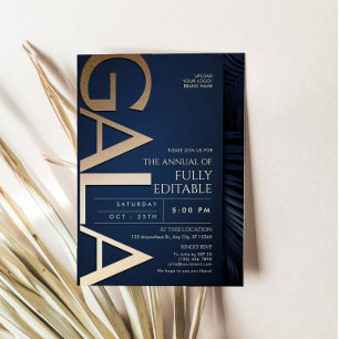 Tarjeta de Invitación de Gala de Lujo Azul Marino