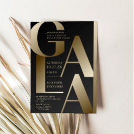 Tarjeta de Invitación de Gala de Lujo en Negro y D