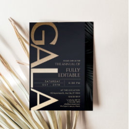 Tarjeta de Invitación de Gala Negra y Dorada Moder