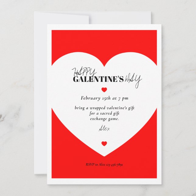 Tarjeta de invitación de Galentine Minimalista (Anverso)