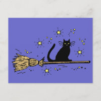 Tarjeta de invitación de gato brujo